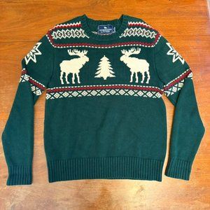 Vintage American Living Crewneck Sweater Small Deer Moose Snowflake Christmas